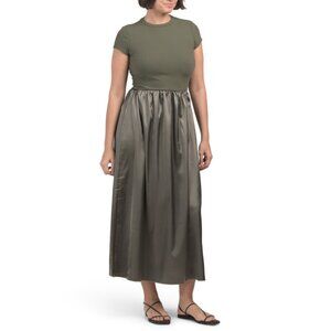 ISAAC MIZRAHI NEW YORK sage Knit Top Satin Combo Dress
